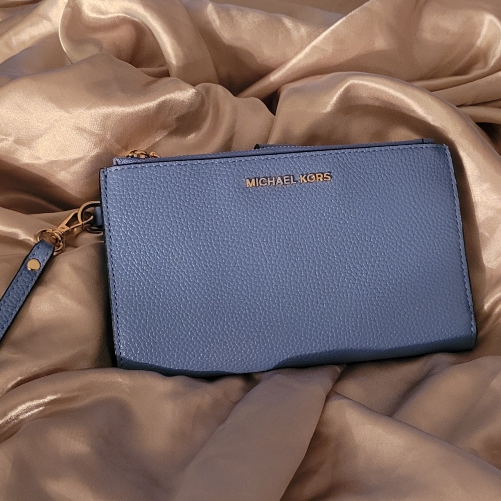 Michael Kors Blue Leather Wristlet
